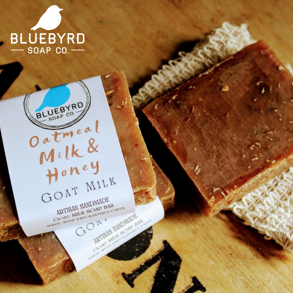 OATMEAL MILK & HONEY Goat's Milk Soap Bar for All Ages. Soothing, warm oatmeal scented with sugary notes of fresh honey and light almond scent.  MADE WITH REAL OATMEAL: The added benefit of oatmeal in this soap bar is great for all skin types but especially those with Eczema, Psoriasis, & sensitive skin. With real bits of rolled oats in this soap bar, your skin will be gently exfoliated naturally.  GOAT MILK SOAP BAR: Goat milk in the soap bar is extra nourishing and moisturizing for dry irritated skin.