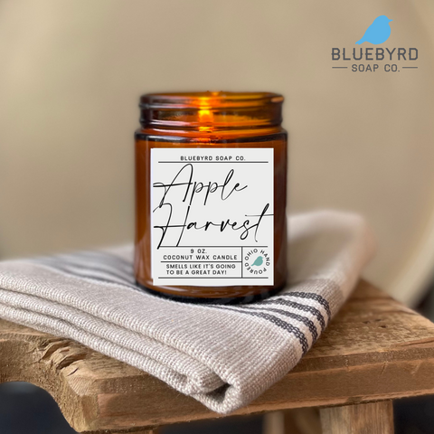 APPLE HARVEST FALL SCENTED CANDLE JAR | Autumn Apples Spiced Coconut Wax Candle Highly Scented