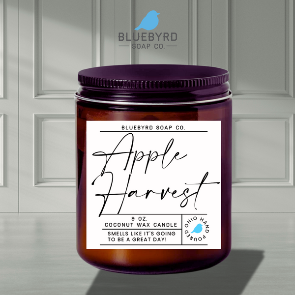 APPLE HARVEST FALL SCENTED CANDLE JAR | Autumn Apples Spiced Coconut Wax Candle Highly Scented