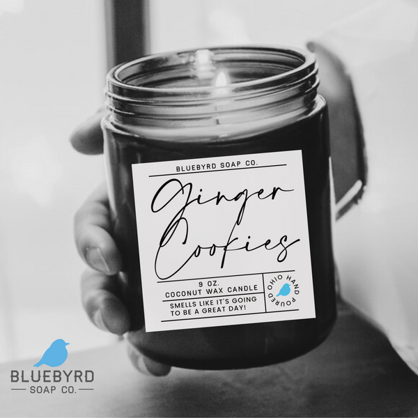 iced gingerbread house cookies candles
