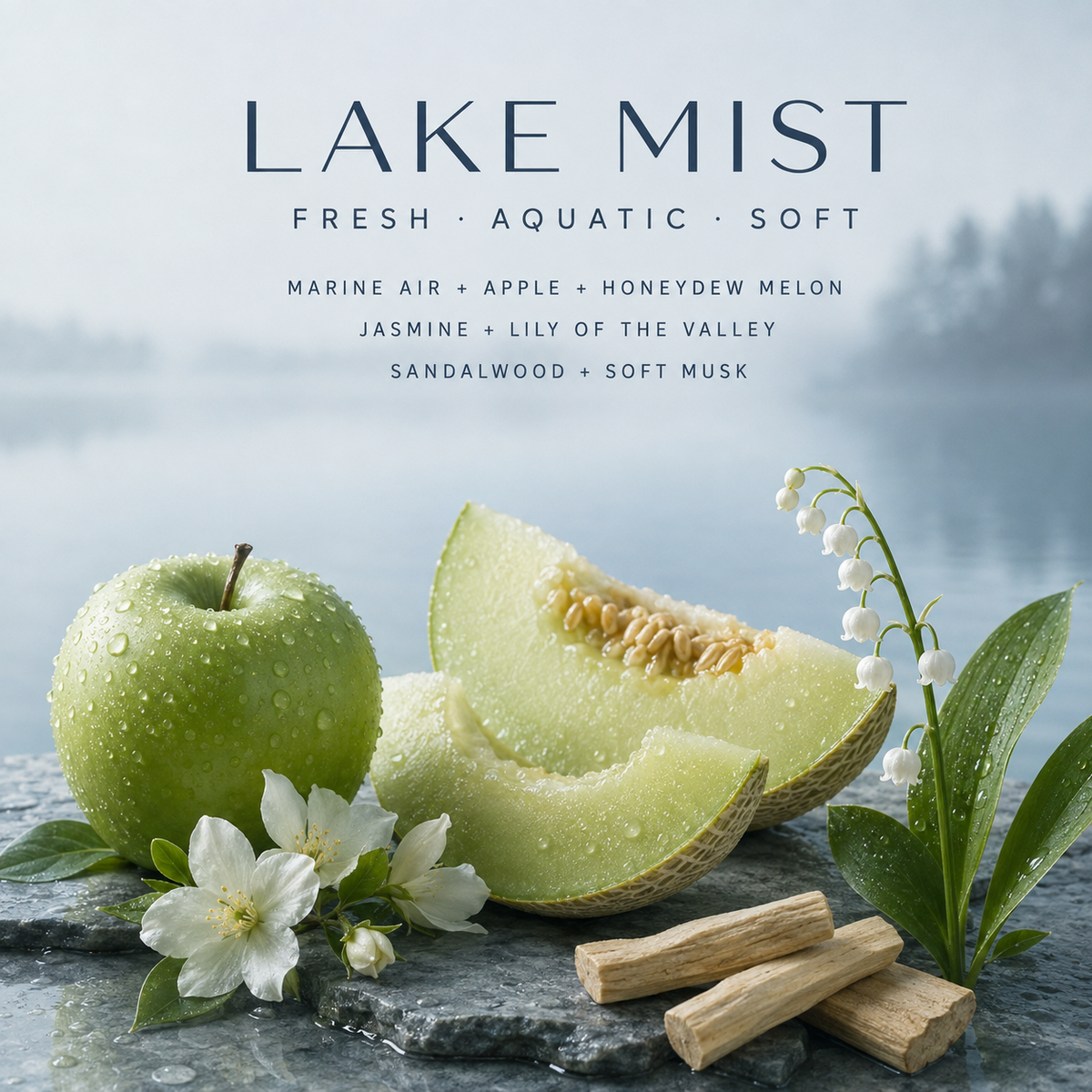 LAKE MIST CANDLE | Hand-Poured Coconut Wax Blend 9oz.