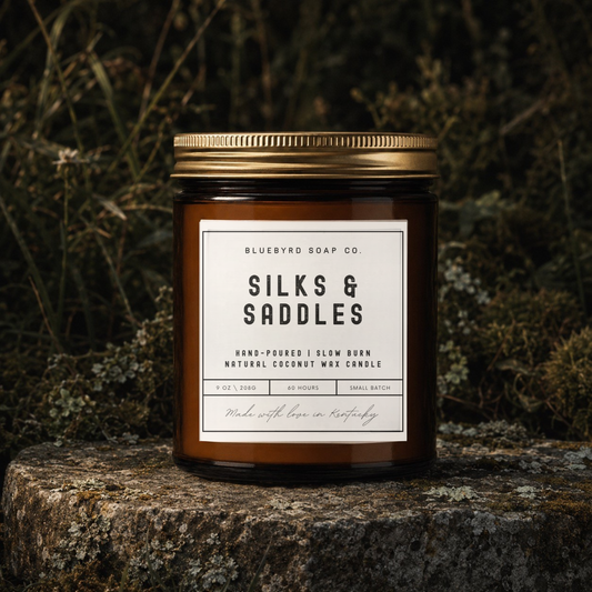 SILKS & SADDLES CANDLE | Hand-Poured Coconut Wax Blend 9oz.