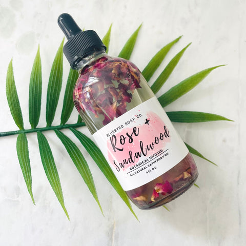 luxury rose body oil infused with organic red rose petals