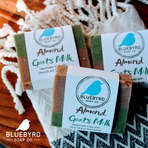 Long-lasting almond goat milk soap bar that is nourishing and moisturizing to the skin on your face, hands, and your whole body.  Goat milk soap is a gentle, traditional soap with many potential benefits. Its creaminess lends well to conditions like eczema, psoriasis, and dry skin, as it keeps skin nourished and hydrated thanks to its non-stripping properties.