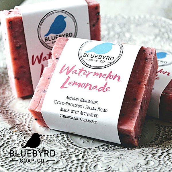 Watermelon Lemonade Soap Bar smells like a summertime treat of sweet watermelon and tart lemonade deliciously blended together.  This natural chemical-free soap bar has activated charcoal to absorb impurities and toxins without over-drying the skin. Great for Teens, or anyone prone to acne, blemishes, deep clogged pores. 