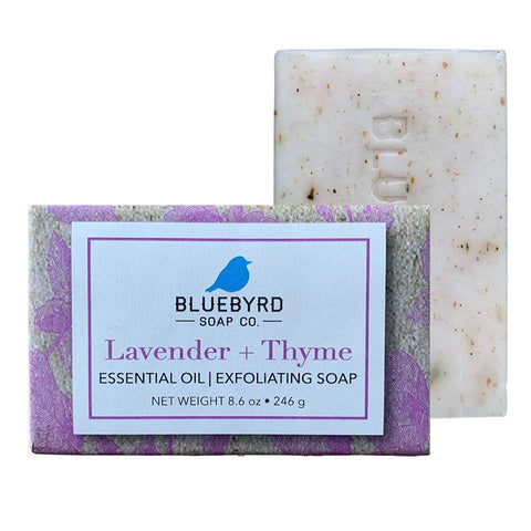 Vegetable Soap Base, Glycerine, Cocoa Butter, Shea Butter, Virgin Olive Oil, Grapeseed Oil, Lavender Essential Oil, Oatmeal, Thyme Leaf, Lavender Bud, Fragrance.