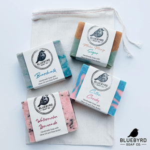 You will receive an assortment of four (4) of our best-selling soap bars for kids, children, and teens. We have taken some of our best sellers within our fun, colorful, fruity soaps and curated a giftable four-pack of bar soaps in a mixed variety of scents. We pick the scents and you get a discount. 
